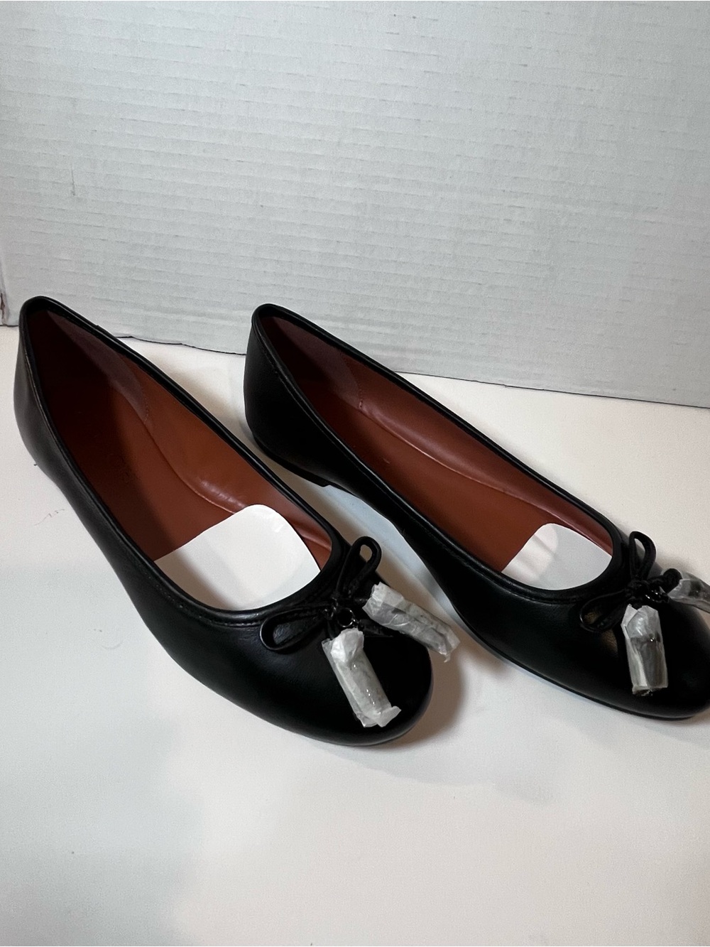 Coach Black Leather Ballet Flats with Bow Detail